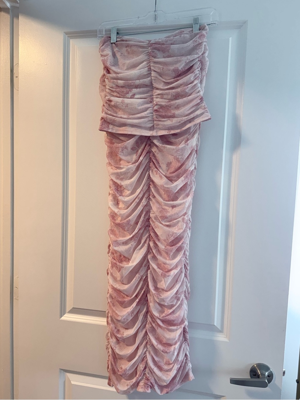 White fox two piece set in white and pink floral size small